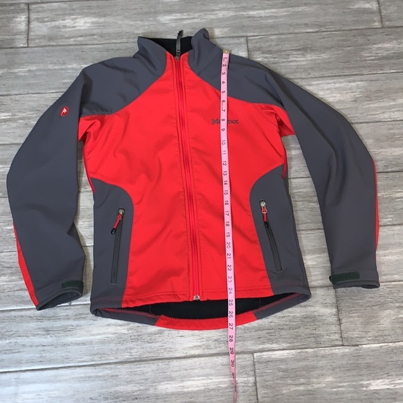 MARMOT wind blocker soft shell red/grey jacket Sz Small - Picture 4 of 17